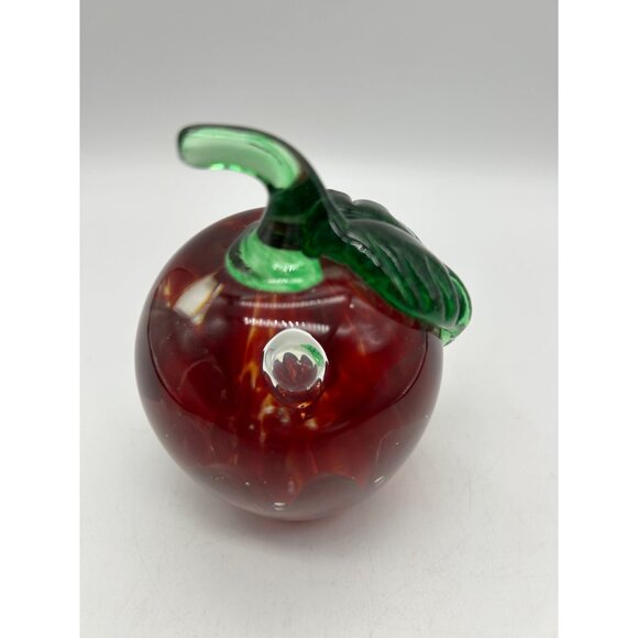 Vintage St. Clair Art Glass Apple Paperweight Fruit Paperweight Signed 4" Great - Picture 2 of 7